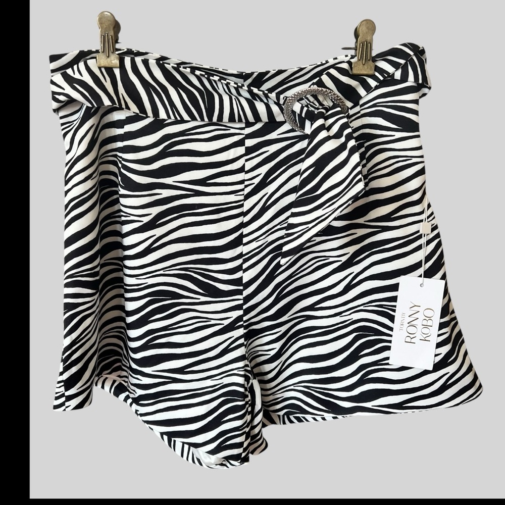 Ronny Kobo Collection Black and White High Waist Shorts. New with Tag.